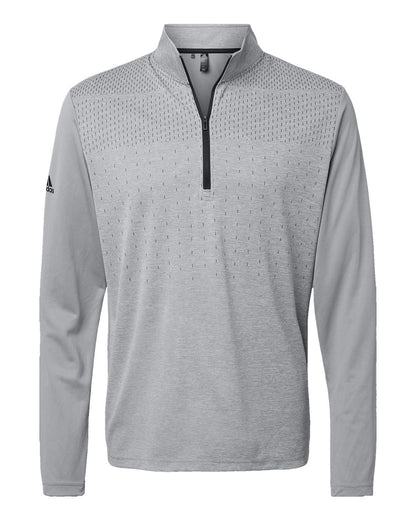 Adidas Heather Block Print Quarter-Zip Pullover A522 #color_Grey Three Melange/ Grey Three/ Black