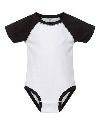 Rabbit Skins Infant Baseball Fine Jersey Bodysuit 4430 #color_White Solid/ Black