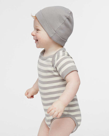 Rabbit Skins Infant Baby Rib Bodysuit 4400 #colormdl_Titanium/ Natural Stripe