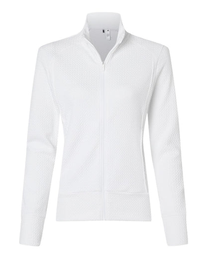 Adidas Women's Ultimate365 Textured Full-Zip Jacket A1007 #color_White