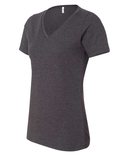 BELLA + CANVAS Women's Relaxed Heather CVC V-Neck Tee 6405CVC #color_Dark Grey Heather