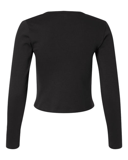 American Apparel Women's Baby Rib Long Sleeve Cropped Tee BR2107 #color_Black