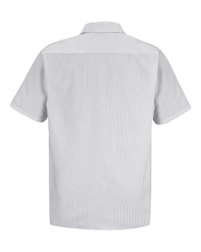 Red Kap Men's Tall Premium Short Sleeve Work Shirt SP20T #color_CW-White/ Charcoal Stripe