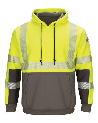 Bulwark Men's Tall Hi-Visibility Color-Blocked Hooded Sweatshirt SMB4T #color_Yellow/ Green
