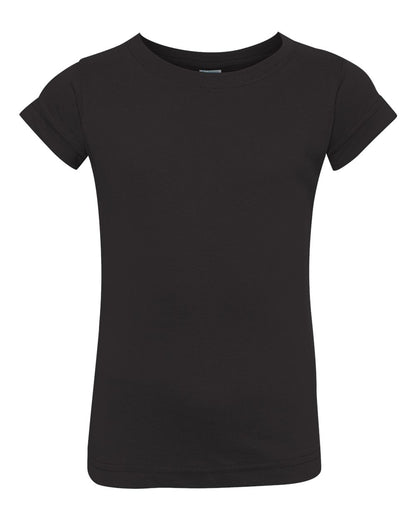 Rabbit Skins Toddler Girls Fine Jersey Tee 3316 #color_Black
