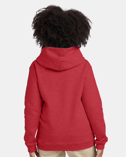 Hanes Youth EcoSmart® Hooded Sweatshirt P473 #colormdl_Heather Red