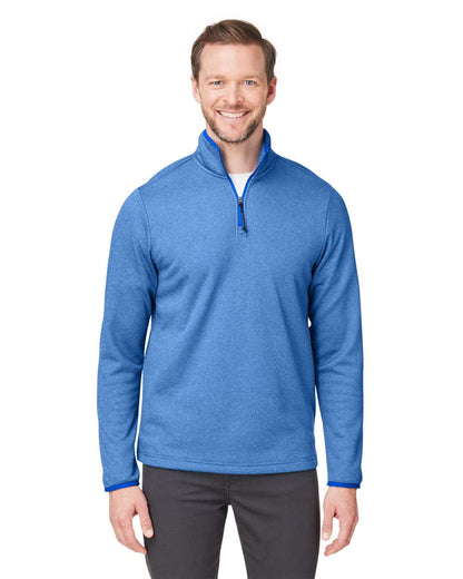 CORE365 Men's Venture Heathered Stripe Quarter-Zip Pullover CE73 #colormdl_True Royal/ White