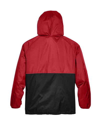 Harriton Unisex Packable Hooded Nylon Jacket M750 #color_Red/ Black