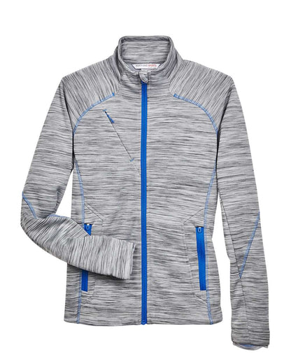 North End Women's Flux Mélange Bonded Fleece Jacket 78697 #color_Platinum/ Olympic Blue