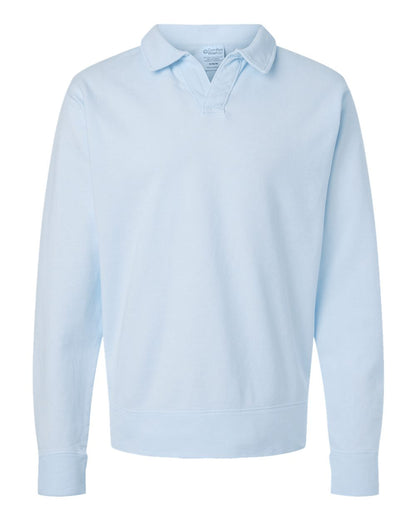 ComfortWash by Hanes Unisex Garment-Dyed Polo Collar Sweatshirt GDH490 #color_Soothing Blue
