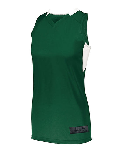 Augusta Sportswear Women's Step-Back Basketball Jersey 1732 #color_Dark Green/ White