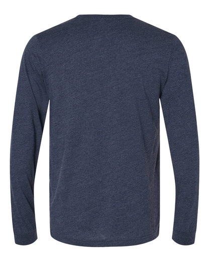 BELLA + CANVAS Heather CVC Long Sleeve Tee 3501CVC #color_Heather Midnight Navy