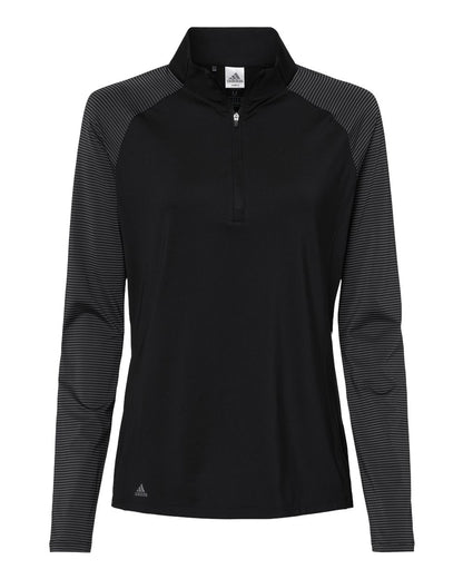 Adidas Women's Stripe Block Quarter-Zip Pullover A521 #color_Black