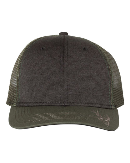 DRI DUCK Buck Head Trucker Cap 3459 #color_Heather Charcoal/ Fatigue