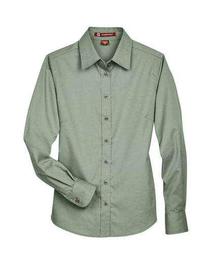 Harriton Women's Easy Blend™ Long Sleeve Twill Dress Shirt with Stain-Release M500W #color_Dill