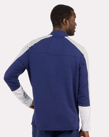 Boxercraft Perfect Quarter-Zip Pullover BM5203 #colormdl_Navy/ Oxford Heather/ White