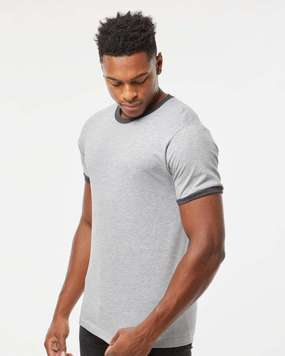 Tultex Fine Jersey Ringer T-Shirt 246 #colormdl_Heather Grey/ Heather Charcoal