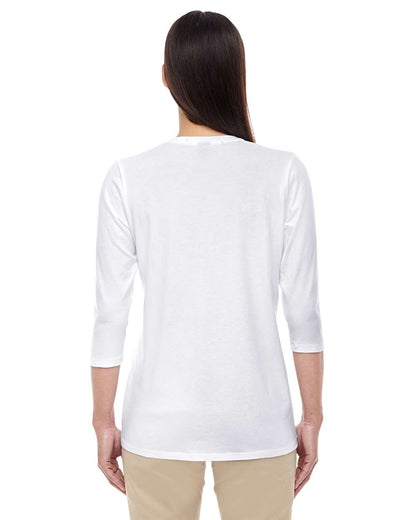 Devon & Jones Women's Perfect Fit™ Bracelet-Length V-Neck Top DP184W #colormdl_White