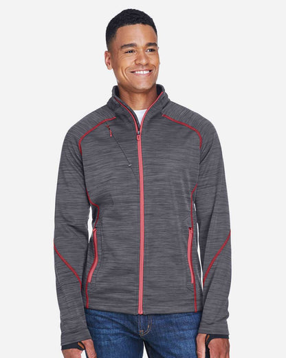 North End Men's Flux Mélange Bonded Fleece Jacket 88697 #colormdl_Carbon/ Olympic Red