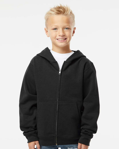 Independent Trading Co. Youth Midweight Full-Zip Hooded Sweatshirt SS4001YZ #colormdl_Black