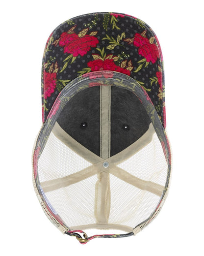 Infinity Her Women's Printed Bill with Mesh Back Cap JANET #color_Black/ Floral/ Khaki