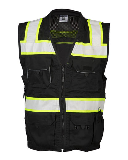 Kishigo Unisex EV Series® Enhanced Visibility Professional Utility Vest B500 #color_Black/ Lime