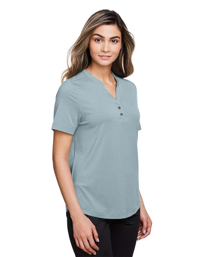 North End Women's JAQ Snap-Up Stretch Performance Polo NE100W #colormdl_Opal Blue