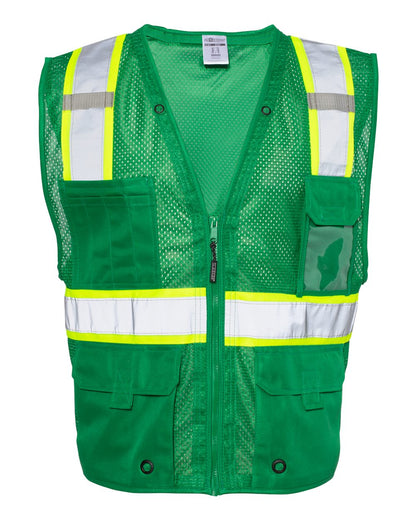 Kishigo Unisex EV Series® Enhanced Visibility Multi-Pocket Mesh Vest B100-111 #color_Green/ Lime - B104