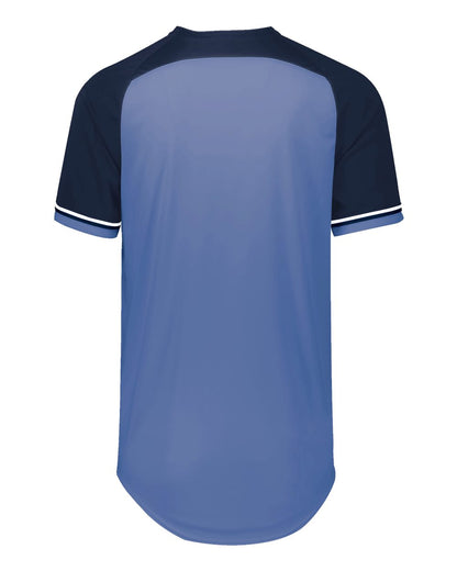 Russell Athletic Unisex Classic V-Neck Jersey R01X3M #color_Columbia Blue/ Navy/ White