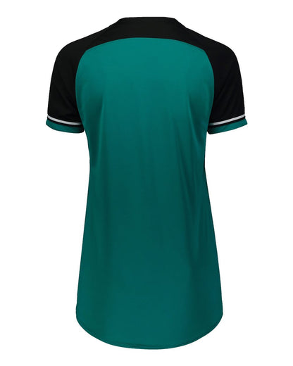 Russell Athletic Women's Classic V-Neck Jersey R01X3X #color_Aqua/ Black/ White