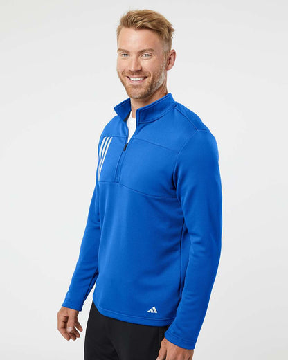 Adidas Men's 3-Stripe Double Knit Quarter-Zip Pullover A482 #colormdl_Team Royal/ Grey Two