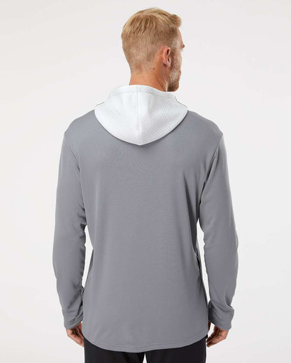 Adidas Men's Textured Mixed Media Midweight Hooded Sweatshirt A530 #colormdl_Grey Three