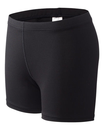 Alleson Athletic Women's Compression 4'' Inseam Shorts 4614 #color_Black