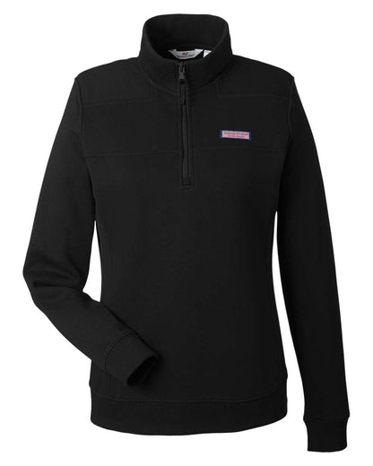 vineyard vines Women’s Collegiate Shep Quarter-Zip Sweatshirt K002795 #color_Jet Black