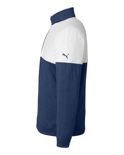Puma Golf Men's Cloudspun Warm Up Quarter-Zip Pullover 595803 #color_Peacoat/ Bright White