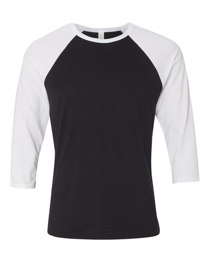 BELLA + CANVAS Three-Quarter Sleeve Baseball Tee 3200 #color_Black/ White