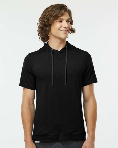 Holloway Men's Eco Revive™ Ventura Soft Knit Short Sleeve Hooded Sweatshirt 222505 #colormdl_Black