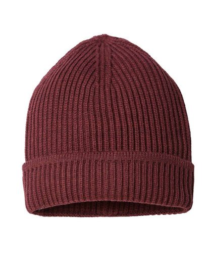 Atlantis Headwear Sustainable Finish Edge Cuffed Beanie MAPLE #color_Burgundy Melange