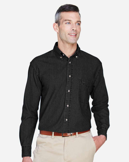Harriton Men's Tall Denim Shirt M550T #colormdl_Washed Black