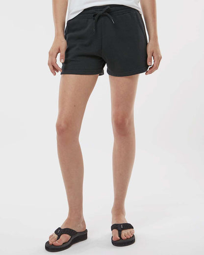 Independent Trading Co. Women’s Lightweight California Wave Wash Fleece Shorts PRM20SRT #colormdl_Black