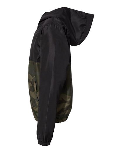 Independent Trading Co. Youth Lightweight Windbreaker Full-Zip Jacket EXP24YWZ #color_Black/ Forest Camo