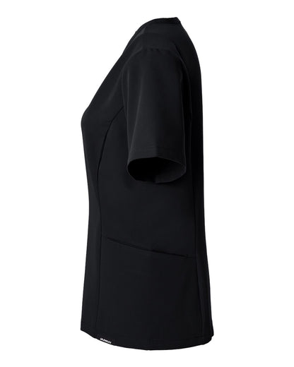 Jaanuu Women's Calix Fit & Flare Scrub V-Neck Top W10003 #color_Black