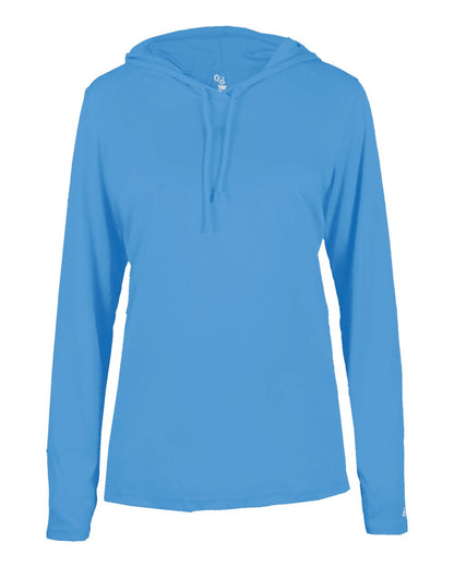 Badger Women's B-Core Long Sleeve Hooded T-Shirt 4165 #color_Columbia Blue