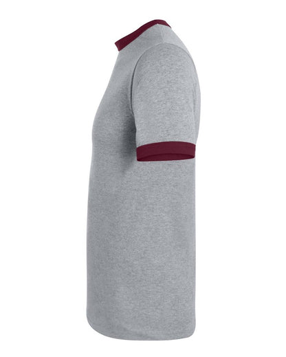 Augusta Sportswear 50/50 Ringer T-Shirt 710 #color_Athletic Heather/ Maroon