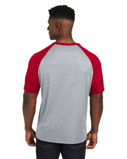 Team 365 Unisex Zone Colorblock Raglan T-Shirt TT62 #colormdl_Athletic Heather/ Sport Red