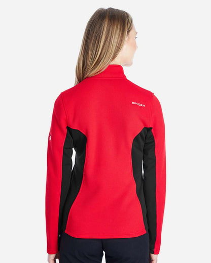 Spyder Women's Constant Full-Zip Sweater Fleece Jacket 187335 #colormdl_Red/ Back/ White