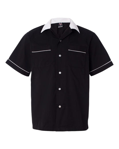 Hilton Men's GM Legend Bowling Shirt HP2244 #color_Black/ White