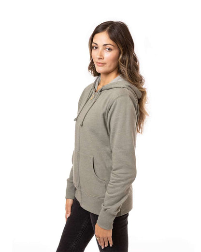 econscious Women's Heathered Full-Zip Hooded Sweatshirt EC4580 #colormdl_Military Green