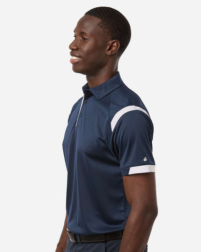 Badger Men's On the Rise Polo 3350 #colormdl_Navy/ White