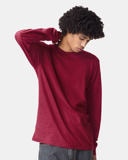 American Apparel Unisex Fine Jersey Long Sleeve Tee 2007 #colormdl_Cranberry